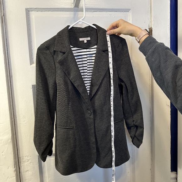 41 Hawthorn Women's Heathered Gray Jacket Blazer Sz L EUC, Stretch Comfy, Office - Picture 2 of 4